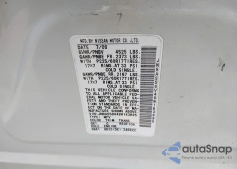 2009 Nissan Rogue Sl из США, поврежденный, VIN JN8AS58V49W163695